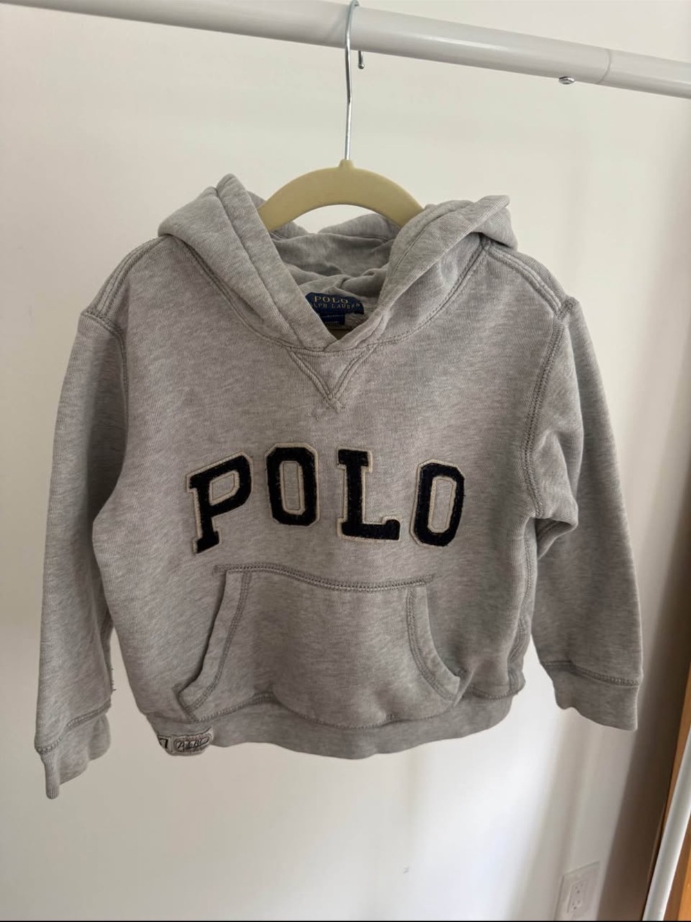 Polo by Ralph Lauren Gray Hooded Sweatshirt with Embroidered Logo - 4T